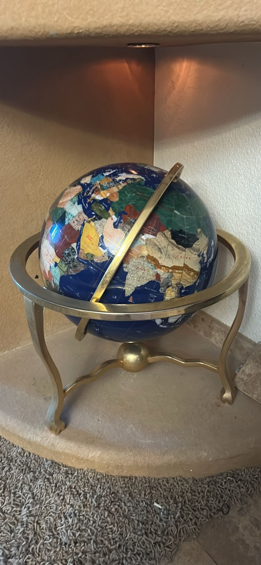 Stone Inlay Vintage Globe