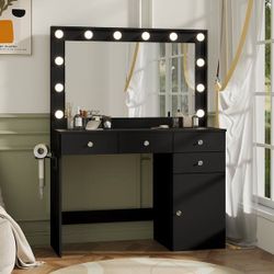 41" Makeup Vanity with LED Mirror and 3 Drawers