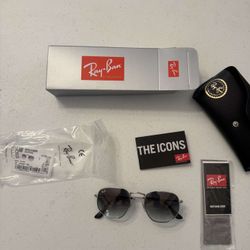 Rayban Silver Hexagonal Sunglasses 
