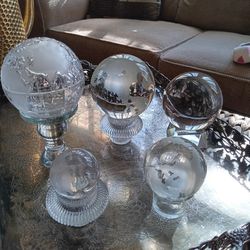 $50 Crystal Glass Globes and One Clear Ball all on Stands. Fantastic Collection Paperweights.