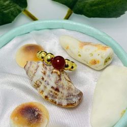 18k REAL PURE SOLID SAUDI GOLD BUBBLE CARNELIAN RING 3.1g 7"