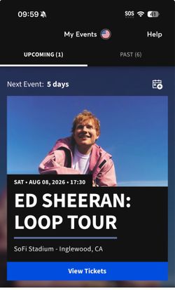 Ed Sheeran SoFi - 2 Tickets - 8/8/26