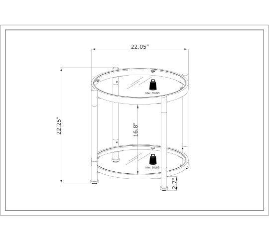 LifeSky Small Glass End Table - 2-Tiers Acrylic Round Side Table - Circle End Tables for Bedroom Living Room Chrome