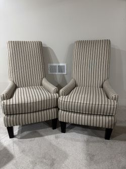 2 Beautiful armchairs - beige With Black Pinstripes