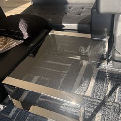 Glass and Chrome Metal Coffee Table