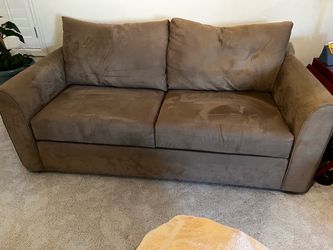 Tan Microfiber Two-Seat Queen Size  Sofa bed