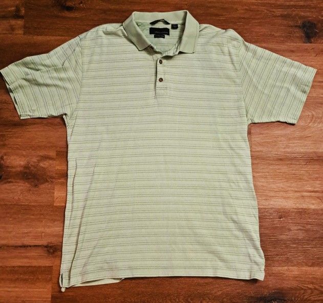 Greg Norman Polo Shirt Men’s Size XL Light Green With Stripes
