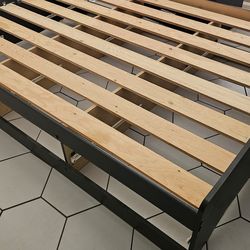 Full black platform bed frame and dresser /night stand