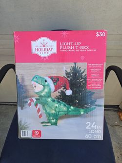 Holiday Time Light-Up Plush T-Rex Decoration
