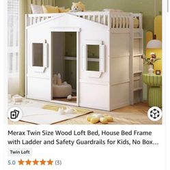 Kids Platform Bunk Bed House Hang Out Frame Play