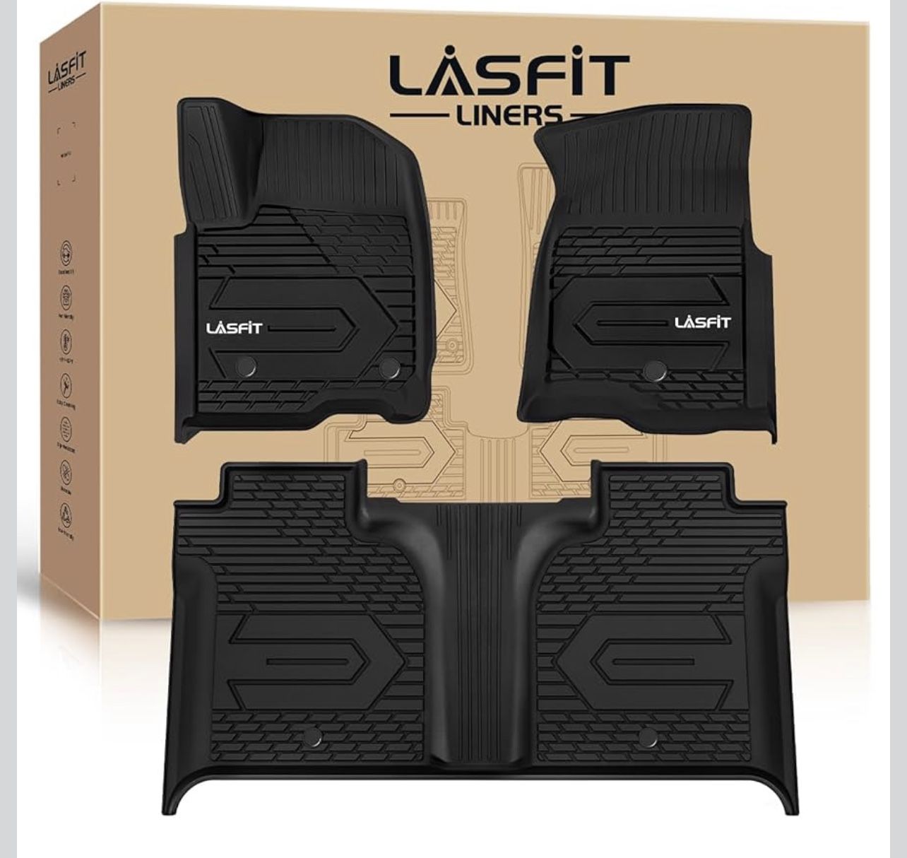 All Weather Floor Mats 19 - 26 for Chevy Silverado / GMC Sierra 1500, 2500 HD 3500 HD, Crew Cab Only ( W/ Rear Under-Seat Carpet Storage)
