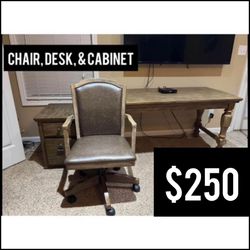 Office Set: Chair, Desk, & Cabinet