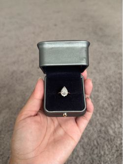 14k Rose Gold Pear Moissanite Halo Ring