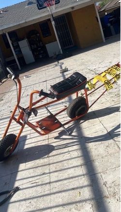 Joes power coated orange scraper mini bike roller
