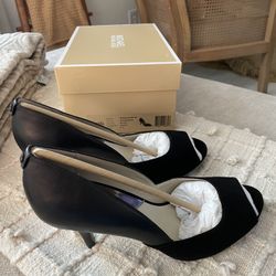 New Michael Kors Nathalie Open Toe Black Suede Size 6.5