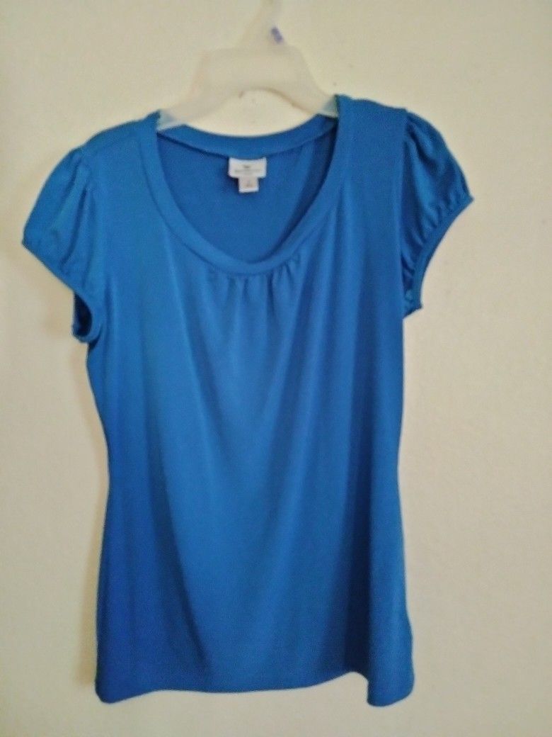 Blue Short Sleeve Blouse