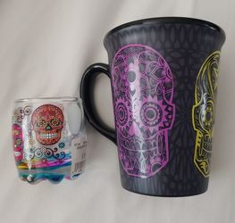 SD Day Of the Dead mug & Skull Rainbow Shot