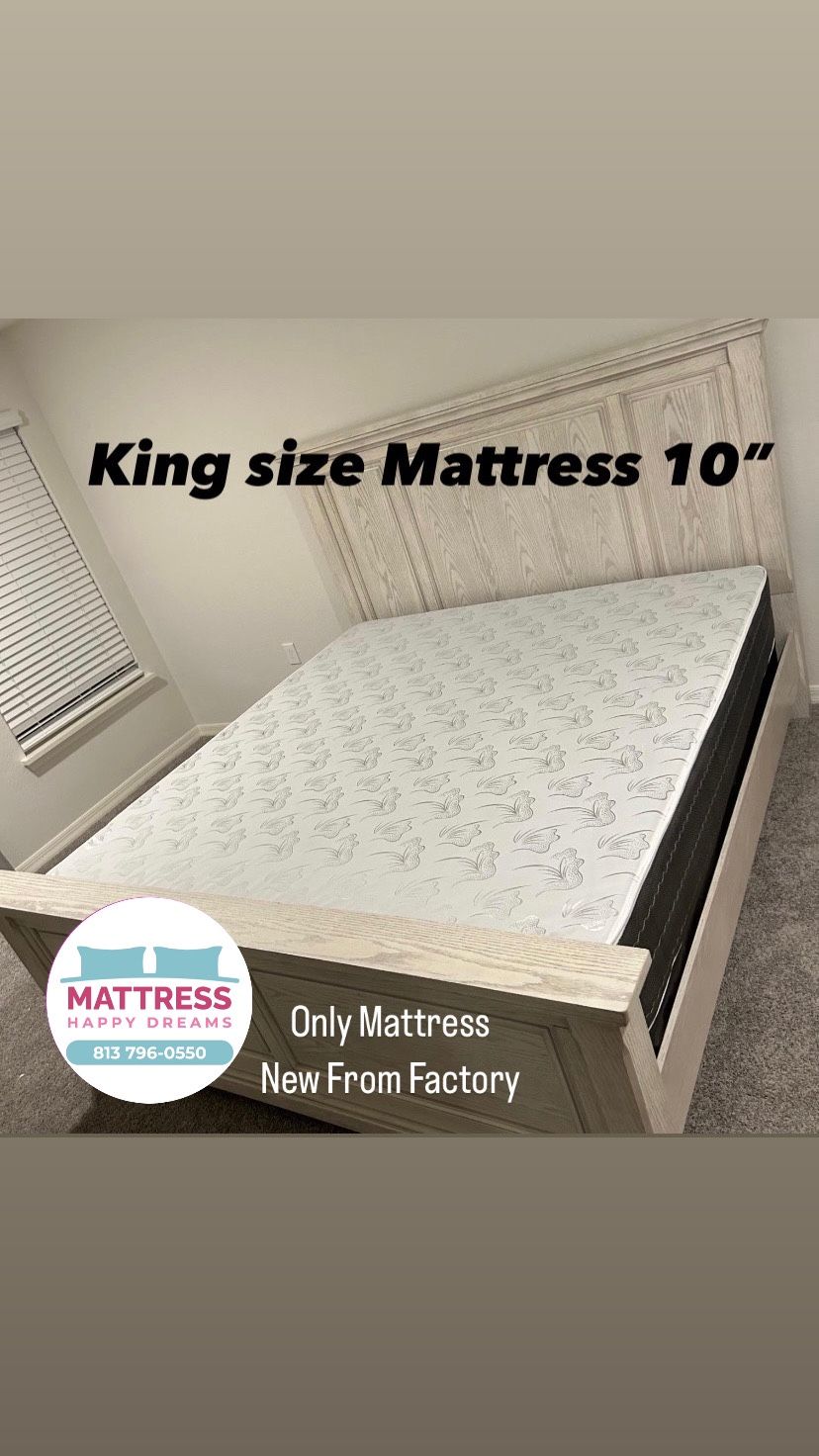 King Size Mattress 10 Inches Thick Excellent Comfort Also Available: Twin, Full And Queen New From Factory Delivery Available