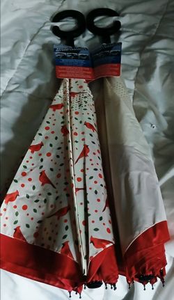 2 QVC Umbrellas with Cardinal and Plain Prints