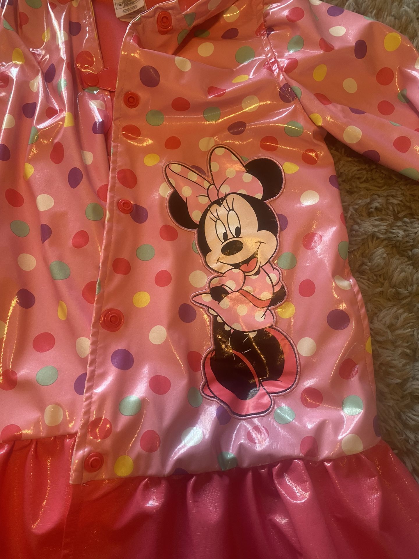 Minnie Mouse Girl Raincoat Size 7/8