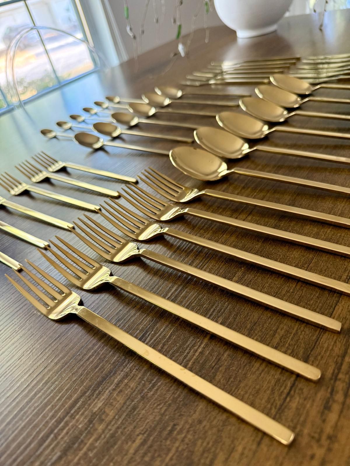 42 Piece Flatware Set Gold Color