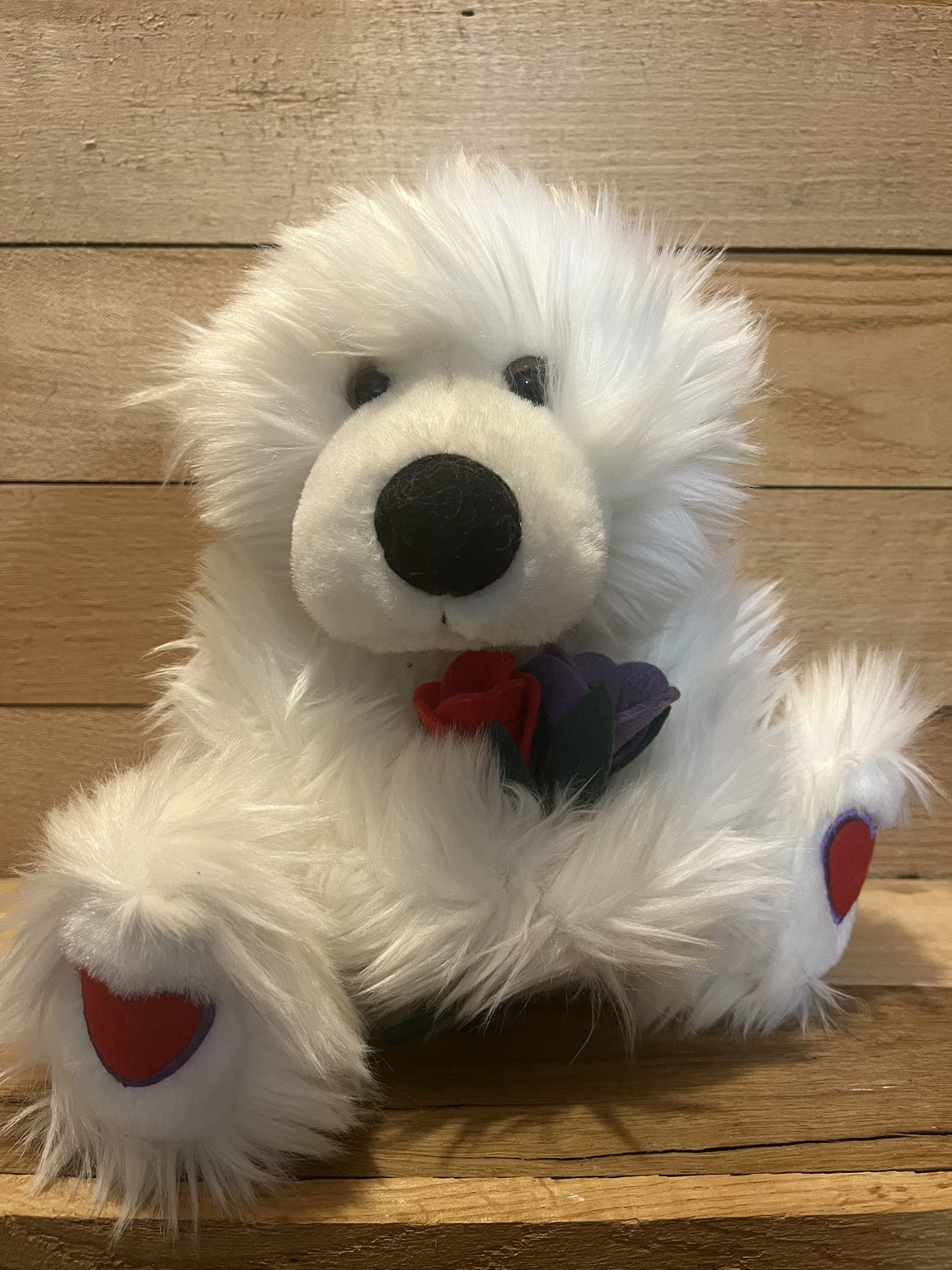 Teddy Bear w/Flower Bouquet Stuffed Animal