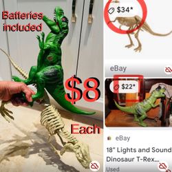 $8 Each like New Large Dinosaur 🦖 T. rex Batteries included 21” and 16”  👀 Pics