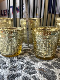 Gold mercury votive glasses