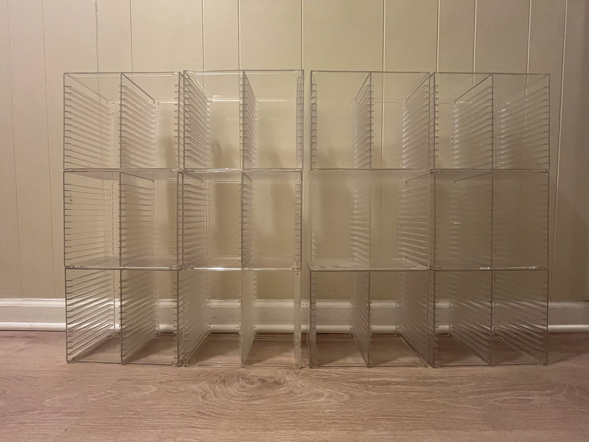 (set of twelve) Clear stackable plastic cd rack