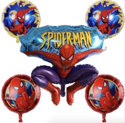5 Piece SpiderMan Balloon Set Yellow/Blue