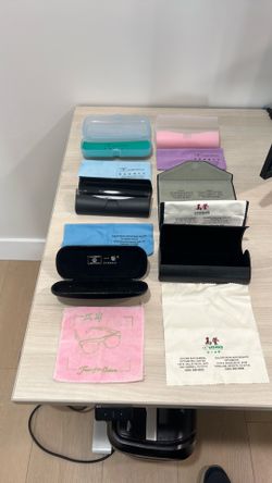 6 assorted Sunglasses / Glasses cases w/ wipes only