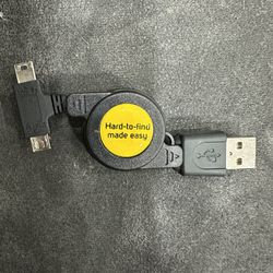 New 2.5 ft usb to micro usb and mini usb combo retractable cable