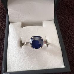 Cushion Cut Sapphire Ring In 10kt White Gold 
