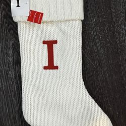 Wondershop Monogram Christmas Stocking Letter I Initial White Knit Target NWT