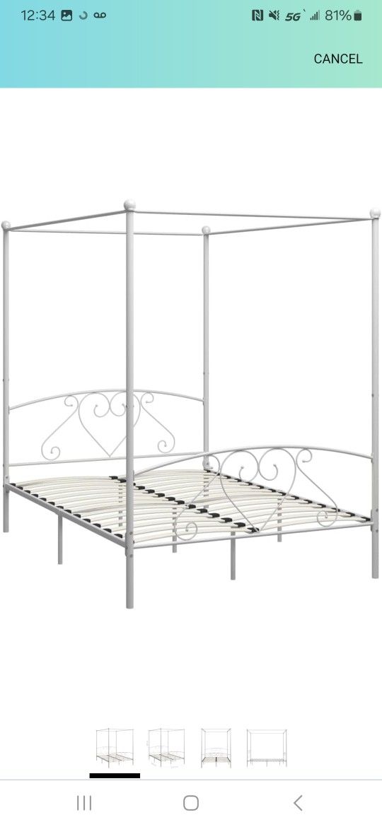 Queen Bed Frame, Matte Gold