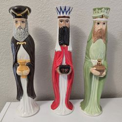 Vintage MCM Ceramic 3 Wise Men Statues Christmas Decorations Holland Mold