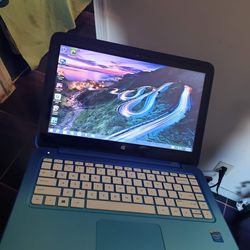 All blue touchscreen HP Laptop Computer . Window 10 Is touchscreen 4GB 500GB $180! Firm or Trade for Pokémon cards collection