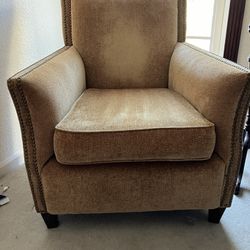 Pair of Gold Chairs with Nailhead Design