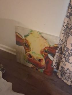 Colorful Cow Canvas Wall Art