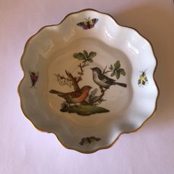 Herend Vintage Rothschild Bird Scalloped Tray/ Dish