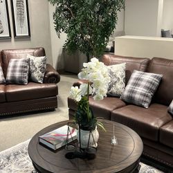 FranklinExposed Feet With Espresso Faux Wood Sofa
And Loveseat Homelegance $10 Down Payment And Financing Available