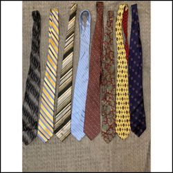 Men's Luxury Tie Bundle, 7 Quality Name Brand Ties, Tommy Hilfiger, Gant, Van Heusen