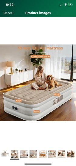 Air Mattress Twin with Built-in Pump 18", Comfortable Self-Inflating Air Mattress with High-Speed Pump, Durable Blow Up Mattress Twin with Storage Bag