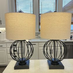 Brand New Set of Black Globe Table Lamps 