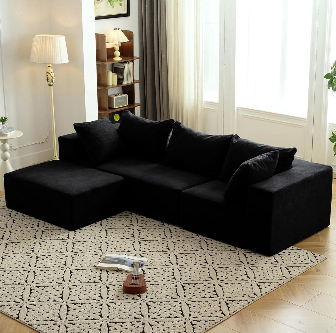Price Drop! Few Left In Warehouse, Beautiful Black Sofa Chase Style Brand New. Financing Available No Credit Check No Interest