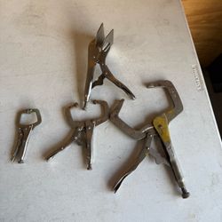 locking metal welding & sheet metal grip pliers.Clamp DetailsLarge C-Clamp: A large locking C-clamp with a deep throat and swivel pad on the right.Wel