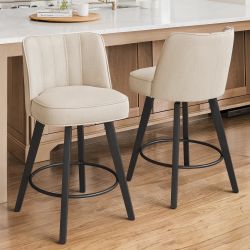 Linen Fabric swivel Barstool Set Of 2