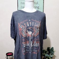 Woman's Nashville Rhinestone Graphic Soft Relaxed Fit T-Shirt