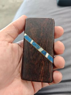 vintage cigarette box made of dark wood