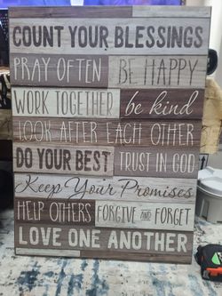 Count Your Blessings Inspirational Wall Sign 18"x24" – Rustic Family Rules Decor, Motivational Wooden Plaque